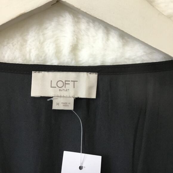 LOFT Black Covered Button Blouse - Picture 4 of 12